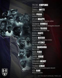 15 игроков сборной Франции на ЧМ-2018 имеют африканские корни