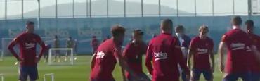 «Барселона» провела тренировку перед матчем с «Динамо» (ВИДЕО)