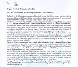 Украинская ассоциация футбола обратилась к ФИФА, УЕФА и Футбольному союзу Сербии относительно «товарищеского матча» с Россией