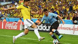 Колумбия — Уругвай. Видео голов. Сумасшедший гол Хамеса Родригеса!