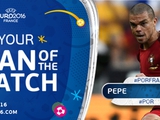 Пепе признан лучшим игроком матча Португалия — Франция