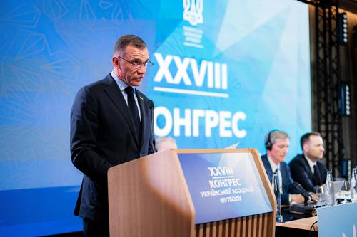 Вітальне слово президента УАФ Андрія Шевченка на XXVIII Конгресі Української асоціації футболу 