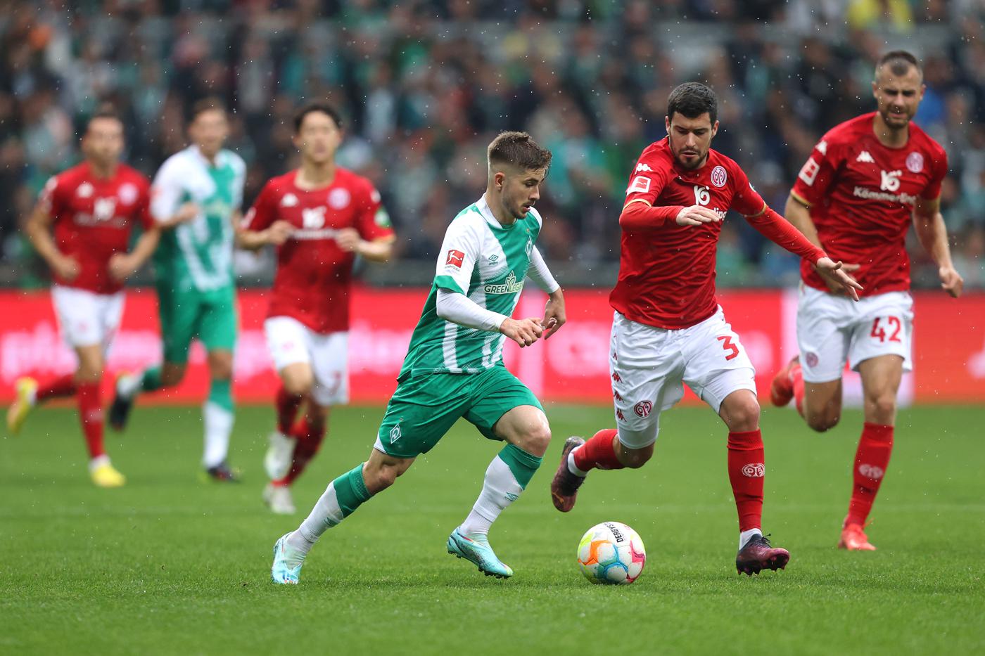 Mainz gegen Werder - 2:2. Deutsche Meisterschaft, 27. Runde. Spielbericht, Statistik.